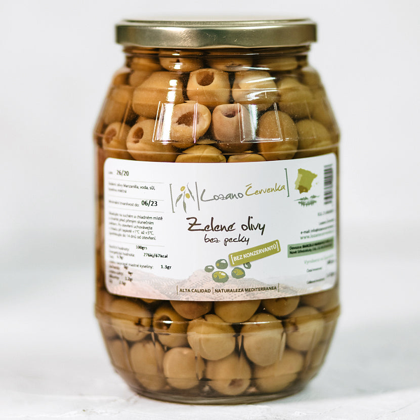 Zelené olivy bez pecek (500 g)