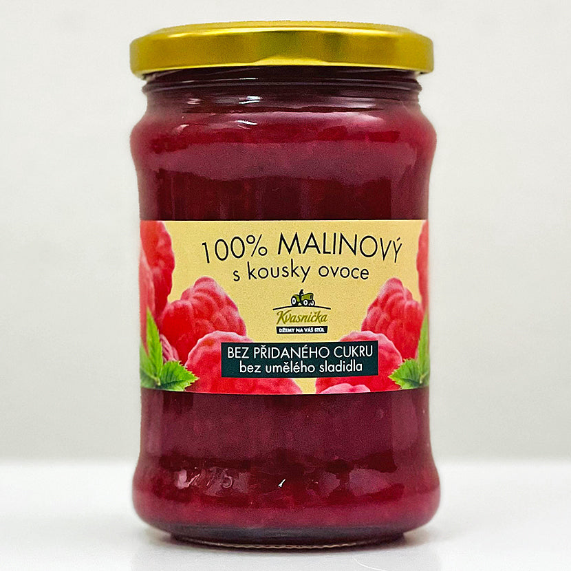 Kvasnička 100% malinový džem s kousky ovoce (200 g)